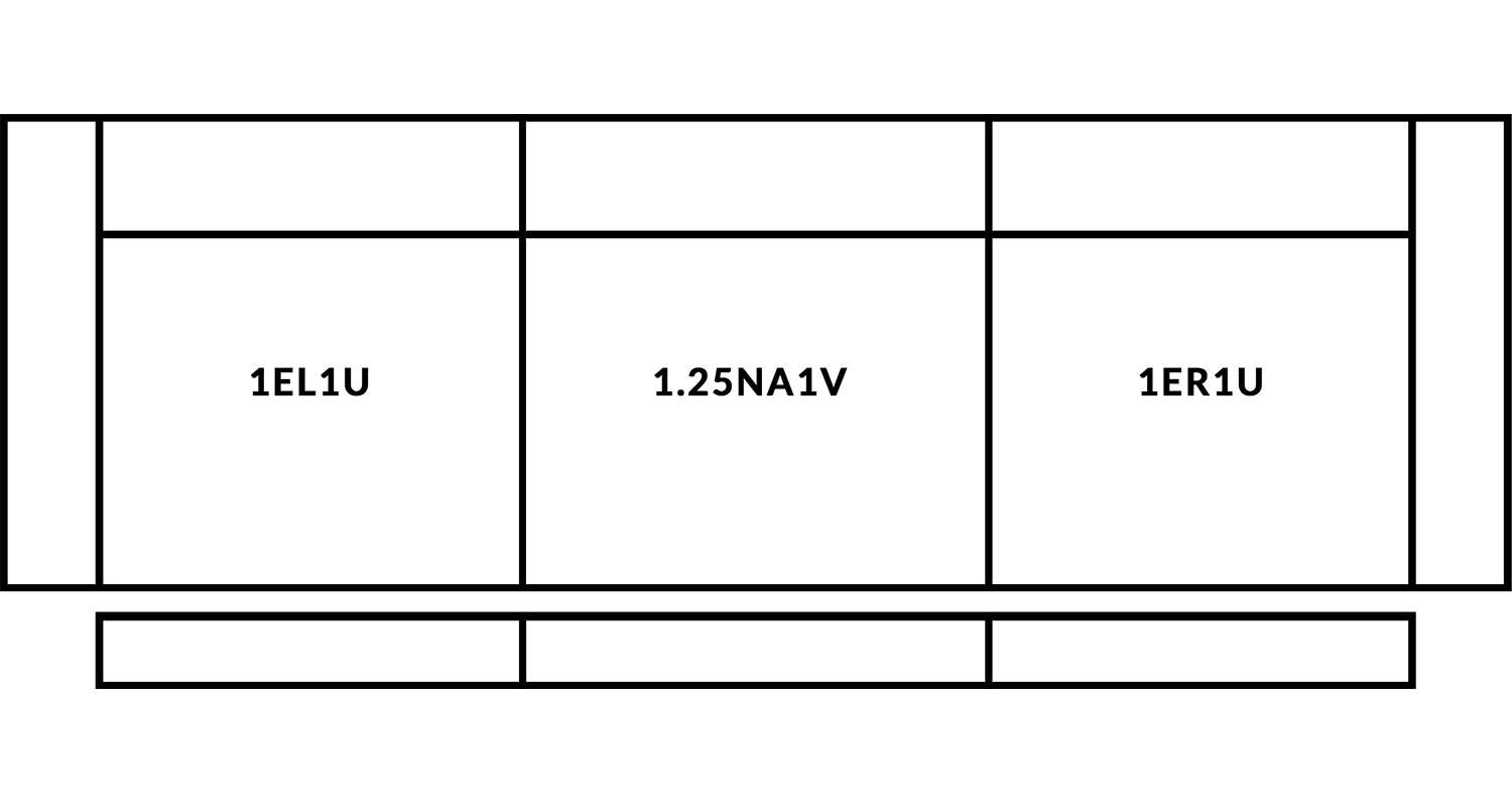 FrontRow™ Modern 3 seat straight Option 1