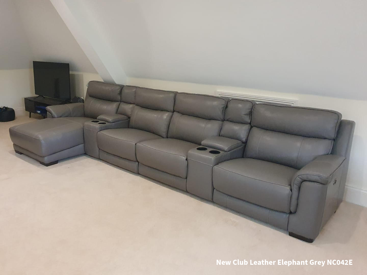 FrontRow™ Luno Home Cinema Seating New Club Leather Elephant Grey NC042E